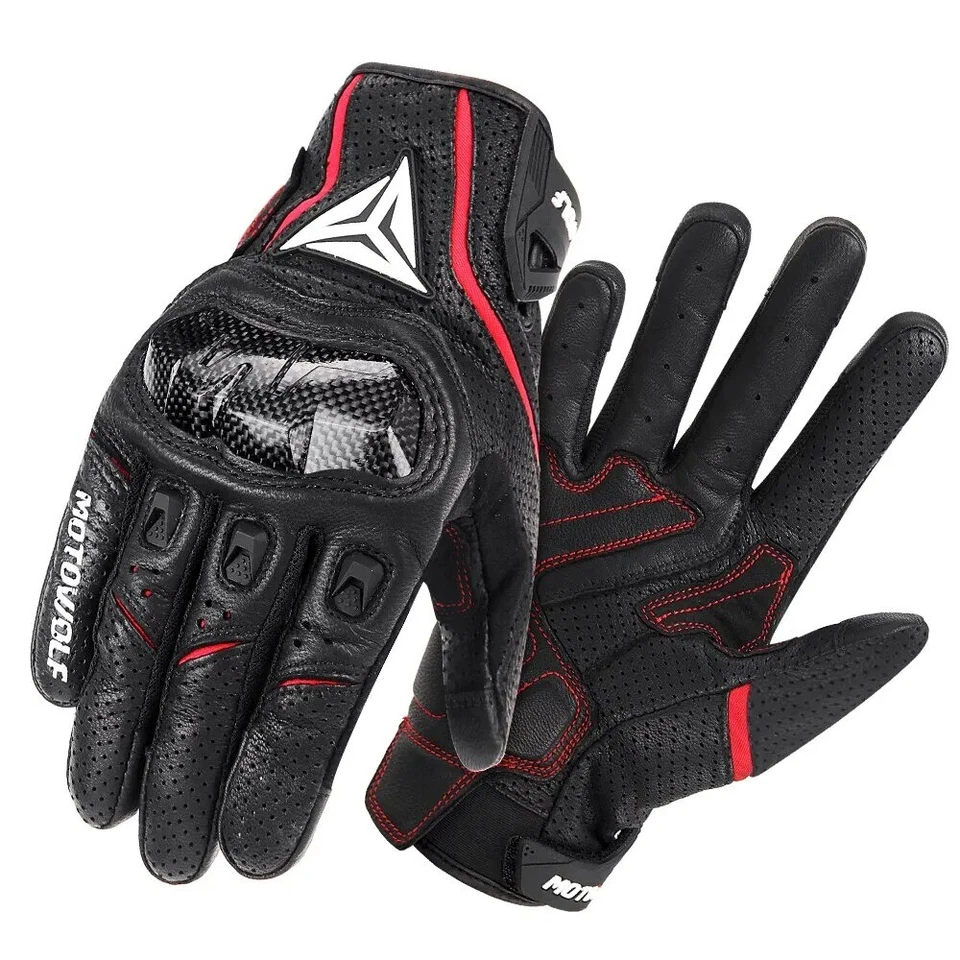 Gants Moto racing d'été respirant en cuir de protection vélo motocross scooter - Photo 1/4
