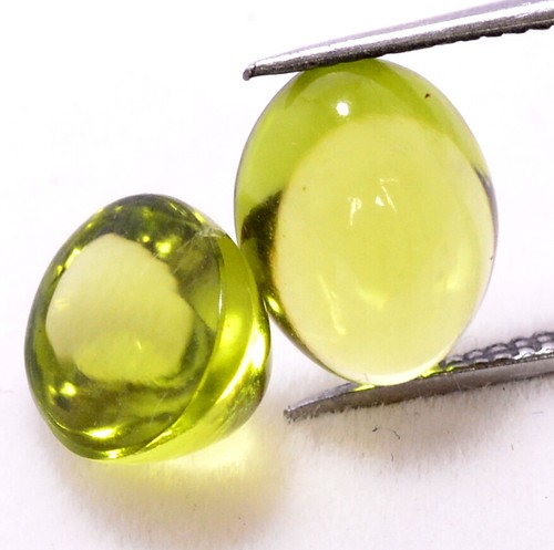 Certified Natural Peridot Oval Cabochon Pair 9x7 mm 4.81 Cts Loose Gemstones - Picture 7 of 8