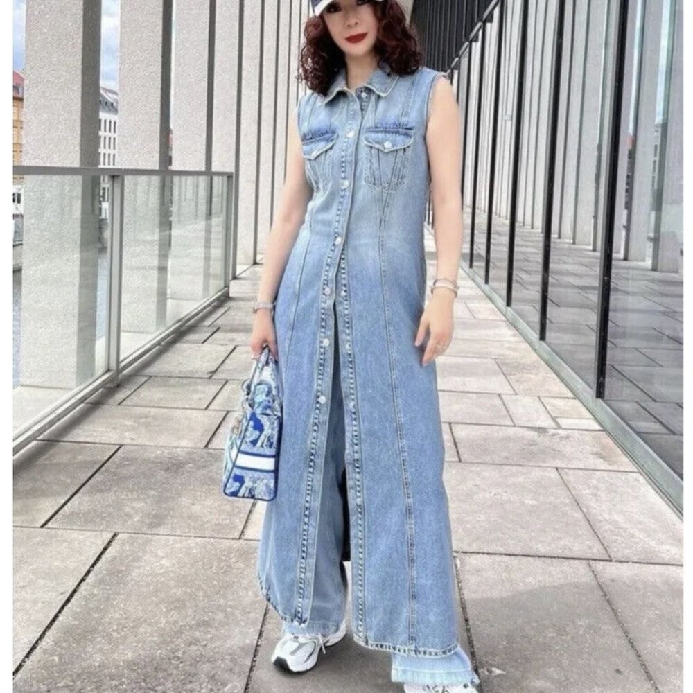 white christmas dresses ZARA. Long denim dress Ts – Hibuy market main image 0