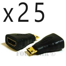 25 Pack HDMI Female to Mini HDMI Male Type C Adapter Converter Digital Camcorder