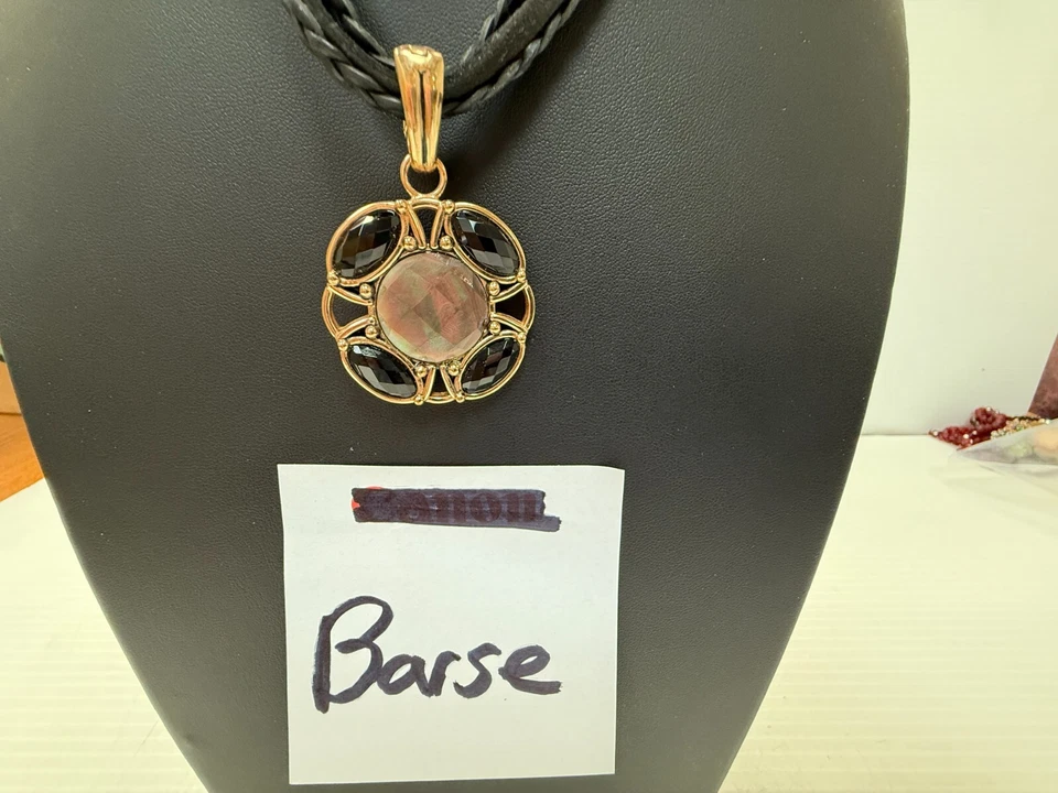 HSN - Barse - Collar de cordón de cuero con colgante de cristal Foto 2 de 4