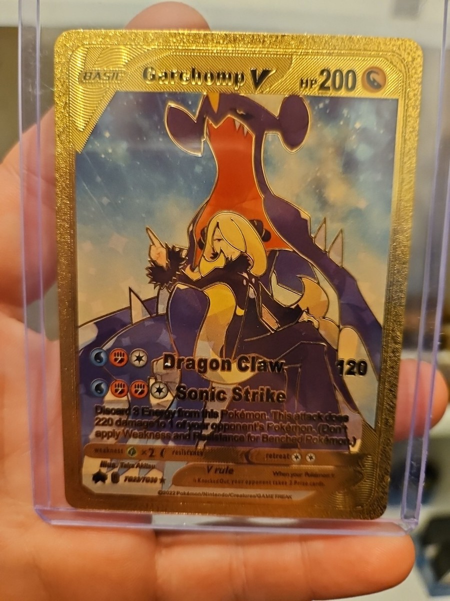 Garchomp V Gold Foil Fan Art Vinyl Textured Collector Pokemon Card