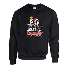 Is This Jolly Enough Cat Jumper, Funny Santa Cap Ugly Xmas Sweatshirt Unisex Top