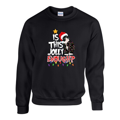 Is This Jolly Enough Cat Jumper, Funny Santa Cap Ugly Xmas Sweatshirt Unisex Top