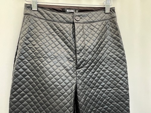 Missguided Women's Quilted Faux Leather Trousers Size 4 Black - Picture 3 of 8