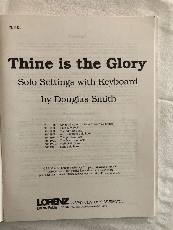 Thine is the Glory: Solo Settings with Keyboard Songbook by Douglas Smith - Image 3 of 4