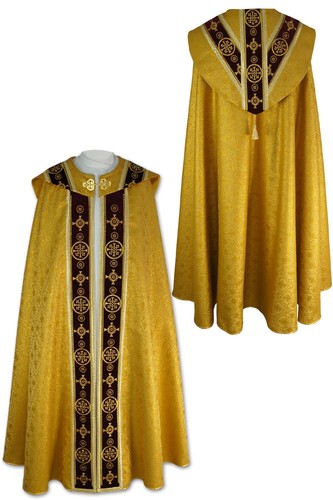 COPE,Semi-Gothic style vestment, embroidered velvet, gold brocade - 第 1/6 張圖片