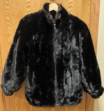 Vintage Hillmoor NY Tissavel Dark Brown Faux Fur Full Zip Women  s Coat Sz 8 USA