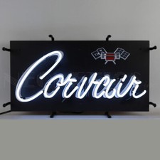 Chevrolet Corvair Junior White Neon Sign w Backing by Neonetics 22" X 12" 5SMLVR