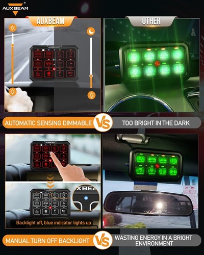 AUXBEAM RGB 12 Gang LED Light ON/OFF Control For Can Am X UTV Switch Panel Box - Picture 4 of 11