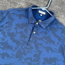 Peter Millar Polo Shirt Mens 2XL Blue Camo Short Sleeve Performance Golf Casual