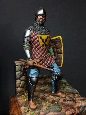 1/24 Scale 75mm Medieval Knight Resin Figure Crusader Warrior with Shield Histor