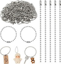 150 PCS Ball Bead Chain Bead Keychain - 4.7" Keychain Chain 2.4Mm Bead Chains fo