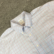 Brooks Brothers Dress Shirt Men's 17-35 Blue Non Iron Cotton Stretch FLAW