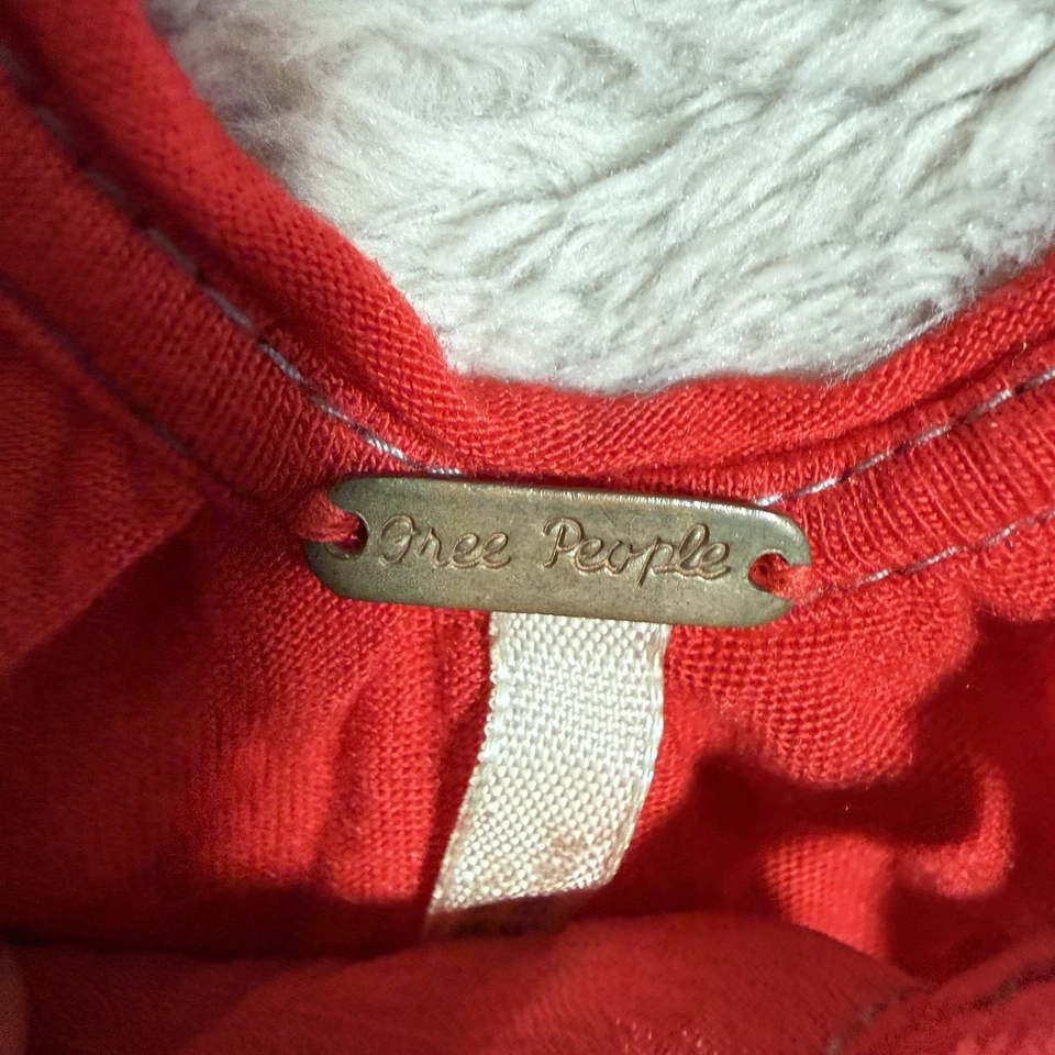 Топ с бретелью через шею женский Free People с блестками кружевной размер L красный богемное фестиваль Y2K - Изображение 2 из 4