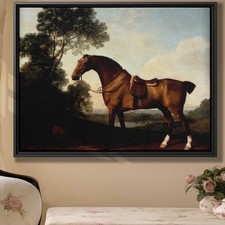 Horse Canvas Print Rustic Animal Decor Vintage Framed Wall Art Oil Painting