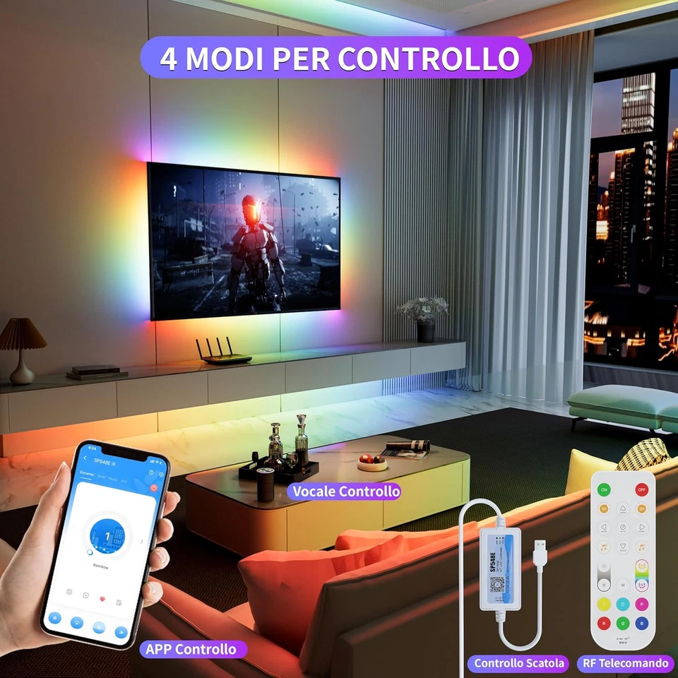 5V RGB Smart IC USB COB LED Striscia Pixel Indirizzabile,3M RGBIC Led Striscia C - Immagine 3 di 4