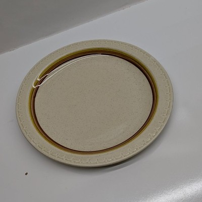Syracuse China Oval Dinner Plate Speckled Cream Orange Brown Trim Vintage USA   