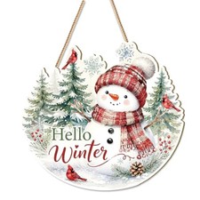 Christmas Door Decoration - Snowman Christmas Door Decor Wood Welcome Sign