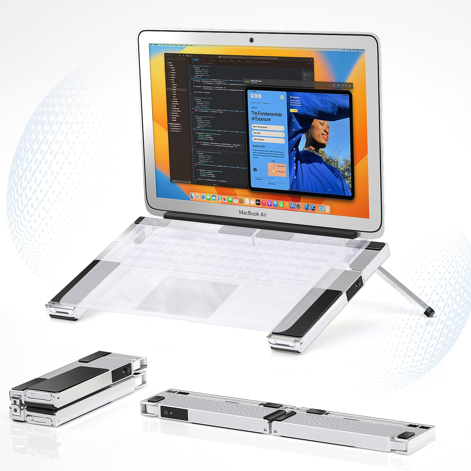 Aluminum Laptop Stand, Adjustable Laptop Riser with Wireless Speakers, Blueto...