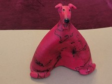 Round Tree Pottery Raku Red Dog Figurine Sign...