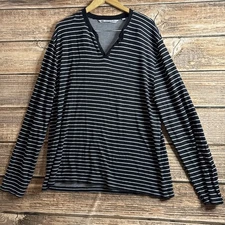 Travis Mathew Henley Shirt Mens 2XL XXL Striped Long Sleeve Soft Stretch