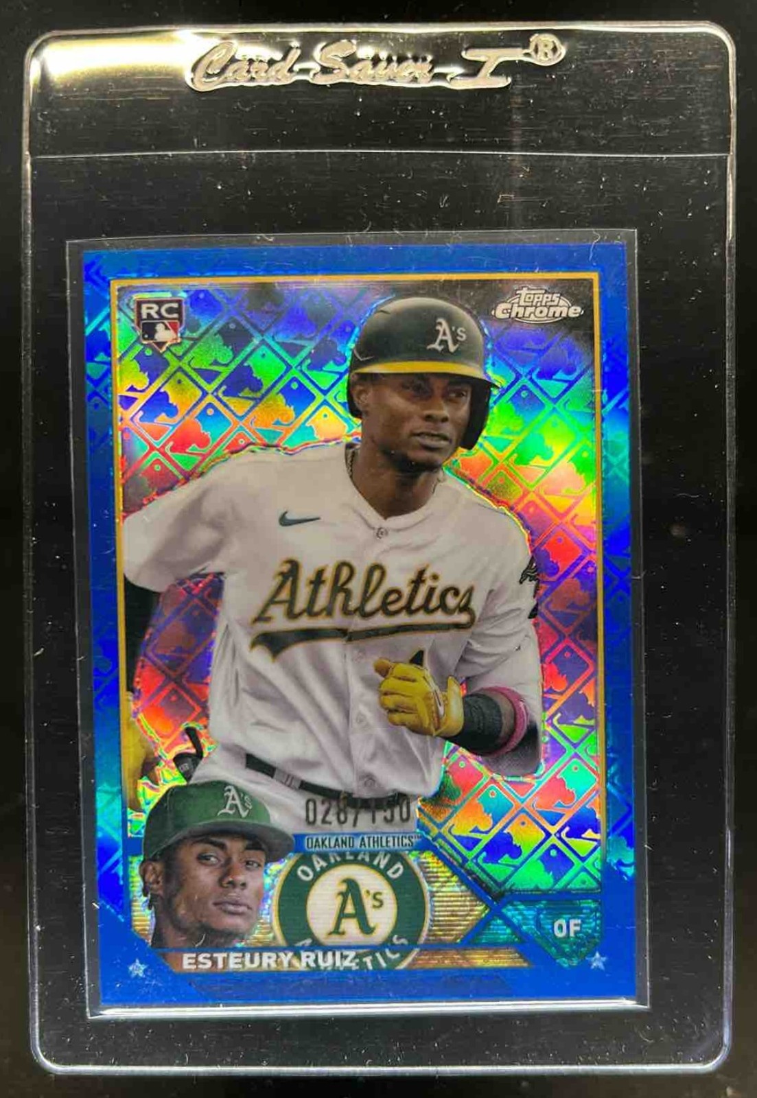 2023 Topps Chrome Logofractor Esteury Ruiz RC Blue Refractor #/150 Athletics