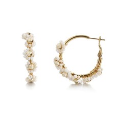 Colorful Beaded Earrings for Women, Boho Flower Hoop Earrings White Daisy