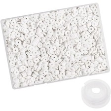 4100 Pcs White Clay Beads Bracelet Making Kit, 6mm Polymer Spacer Flat