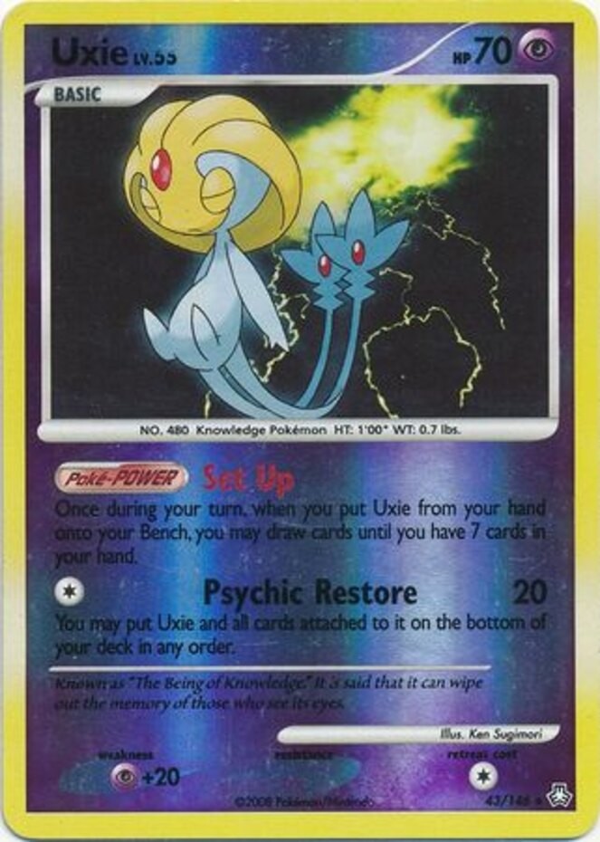 Uxie - 43/146 - Rare - Reverse Holo LP, English Pokemon Legends Awakened