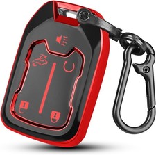 QBUC for GMC Key Fob Cover with Keychain,5 Button Soft TPU GMC 5-buttons 5-red