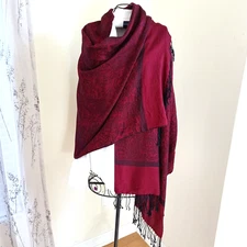 PASHMINA Cashmere Silk Blend Scarf Wrap Luxury Shawl Reversable size 72"x28"