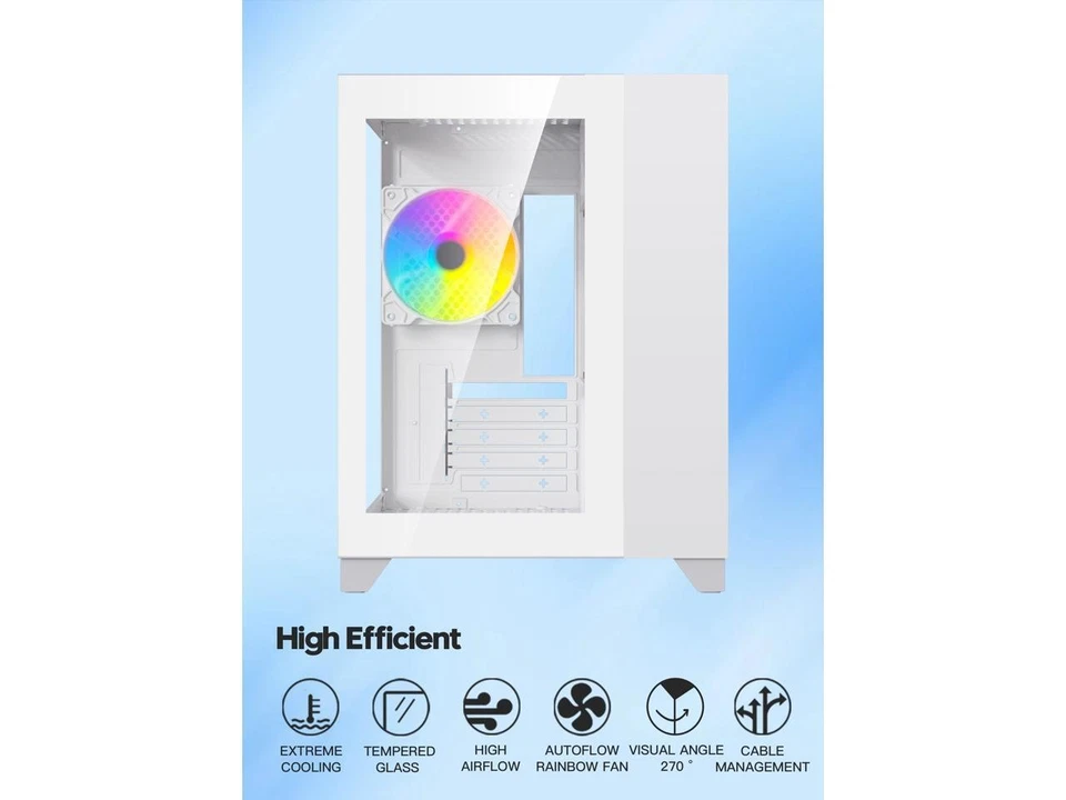 DIYPC ARGB-Q3.R2-W White USB3.0 / Type C Tempered Glass Micro ATX Gaming - Image 3 of 4