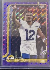 Topps 2025 Chrome Puka Nacua Los Angeles Rams #166 Purple Geometric /75