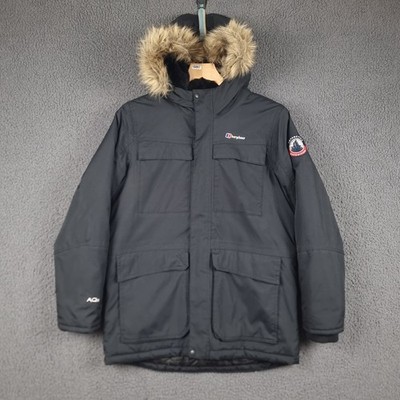 BERGHAUS Jacket Boys 13 Years Black Fourstones Parka Coat AQ2 Waterproof  Hooded UK
