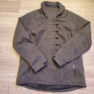 Merrell Mens Opti-Shell Gray Softshell Jacket XL Snap Button Front Insulated 