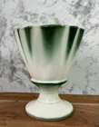 Vintage Hull Pottery Regal Planter Ruffled Pedestal Green White Drip Glaze 1960s