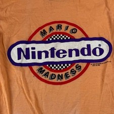 Vintage Nintendo Mario Madness T Shirt Size 18/20 Orange Graphic Tee 1989 retro