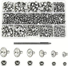 600 Sets White Clear Rhinestone Rivets Crystal Rapid Rhinestone Stud 6 Sizes S