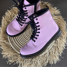 DR. MARTENS Ice Pink Docs DMs 1460 J Leather 8 Eye Lace Up Boots L5 M4 EU36