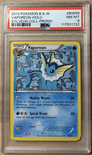 Vaporeon PSA 8 Pokemon 2013 B&W Sylveon Collection Promo BW89 Cosmos Holo