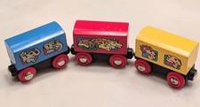 Vintage Brio Animal Circus Train Carriages - Giraffe, Lion & Elephant Cars RARE!