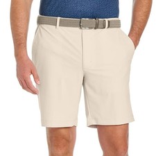 NWT Greg Norman Men's 34 Beige Stretch Tech Shorts Performance Flex Waistband