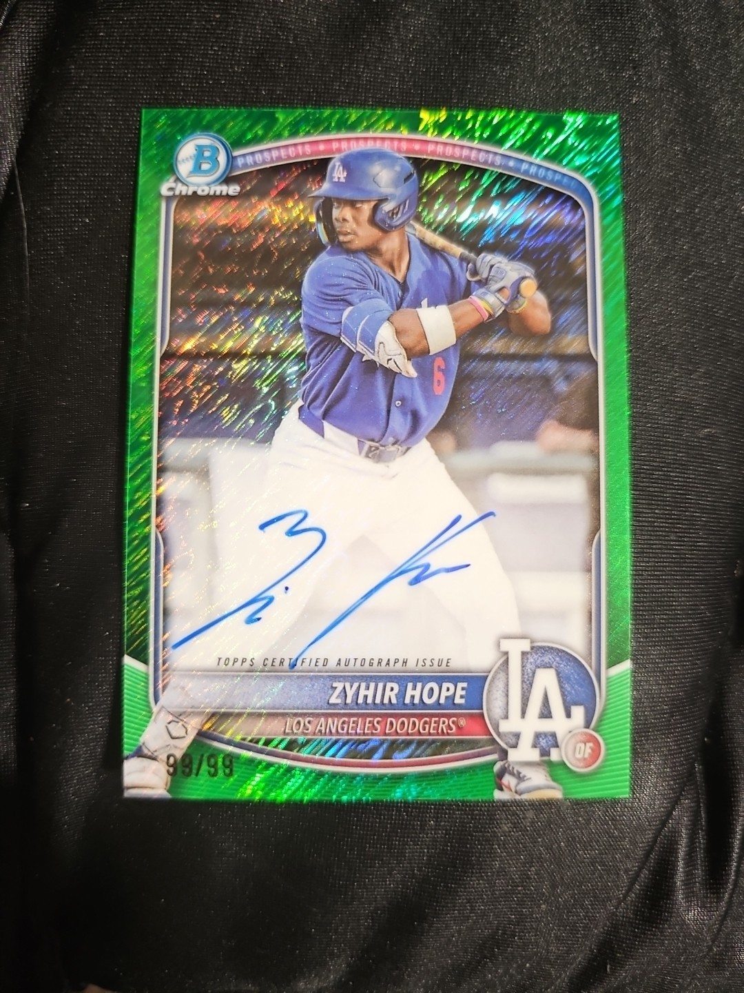 2025 Bowman - Chrome Prospect Auto Zyhir Hope /99 #CPA-ZH Green Shimmer BOOKEND!