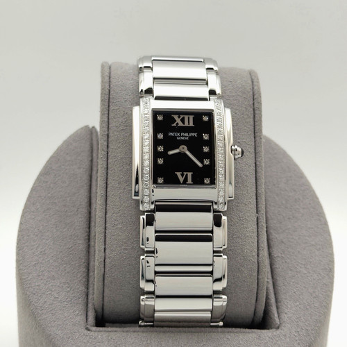 Patek Philippe Twenty 4 4910/10A-010 25mm Black Diamond Dial Diamond Bezel Steel
