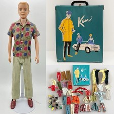 Mattel Ken Doll Vinyl Carrying Case Teal 1962 Huge Clothing Lot Tag Accessories