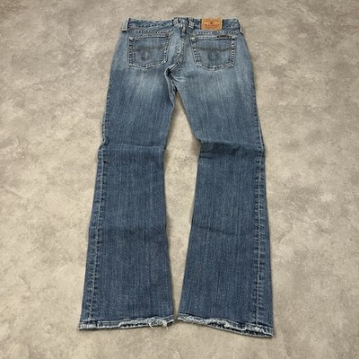 Vintage Y2K Bootcut Jeans L Blau Bestickt Damen Lowwaist Flared Miss Me Style