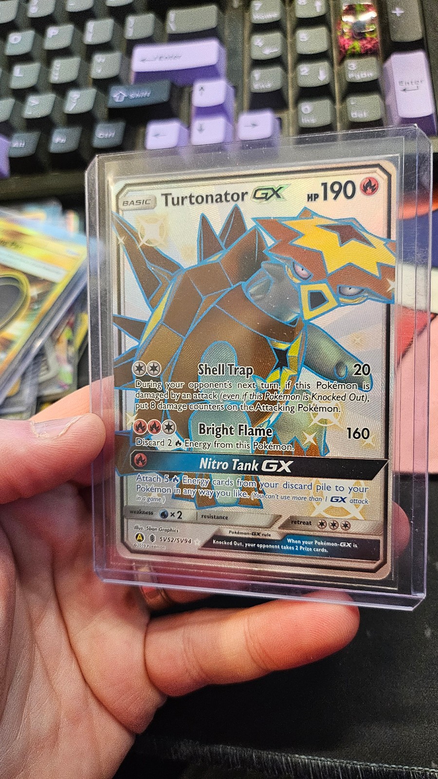 Pokemon TCG Turtonator GX SV52/SV94 Hidden Fates (Shiny Vault) Full Art Holo NM