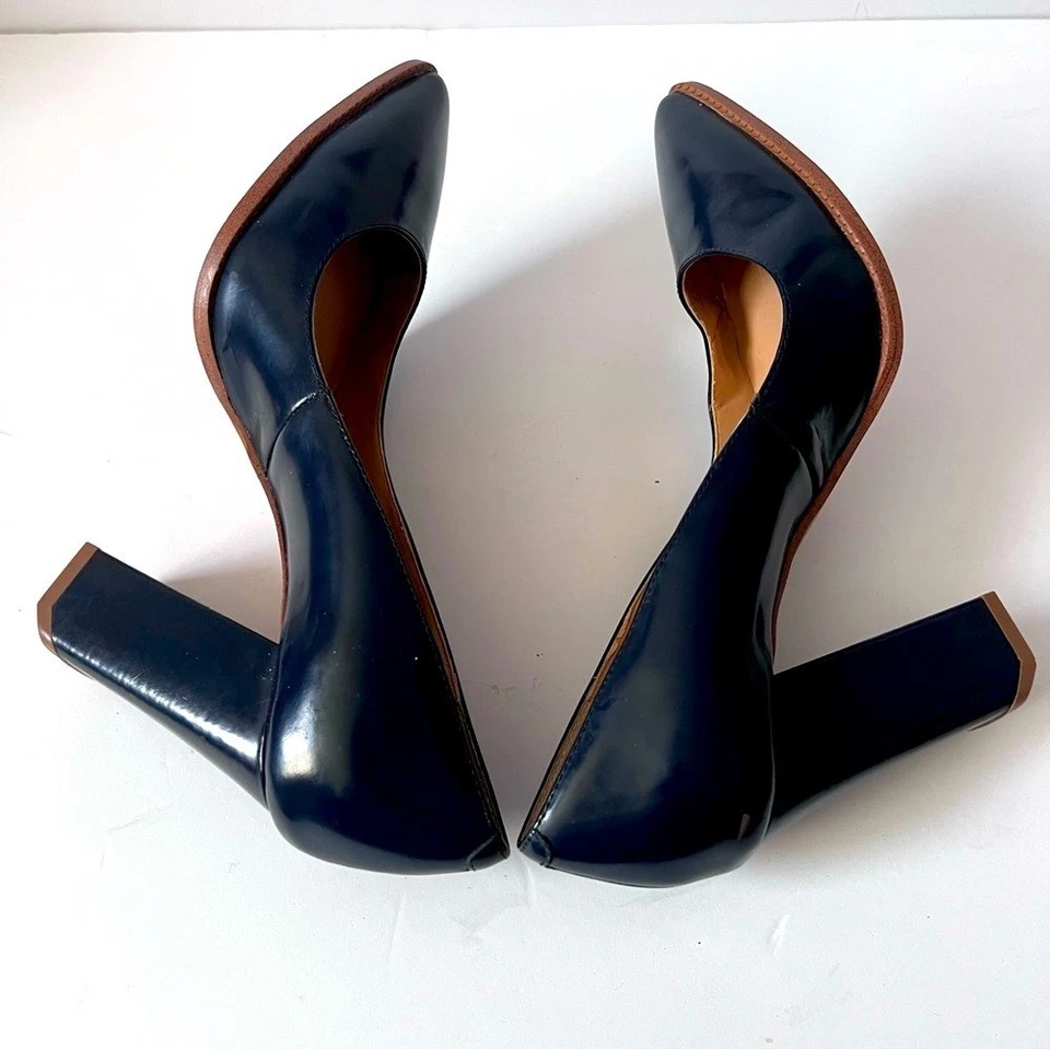 Joe’s Jeans Tacones Bloque Cuero Azul Talla 8.5 Oficina Minimalista Clásico Elegante Foto 4 de 4