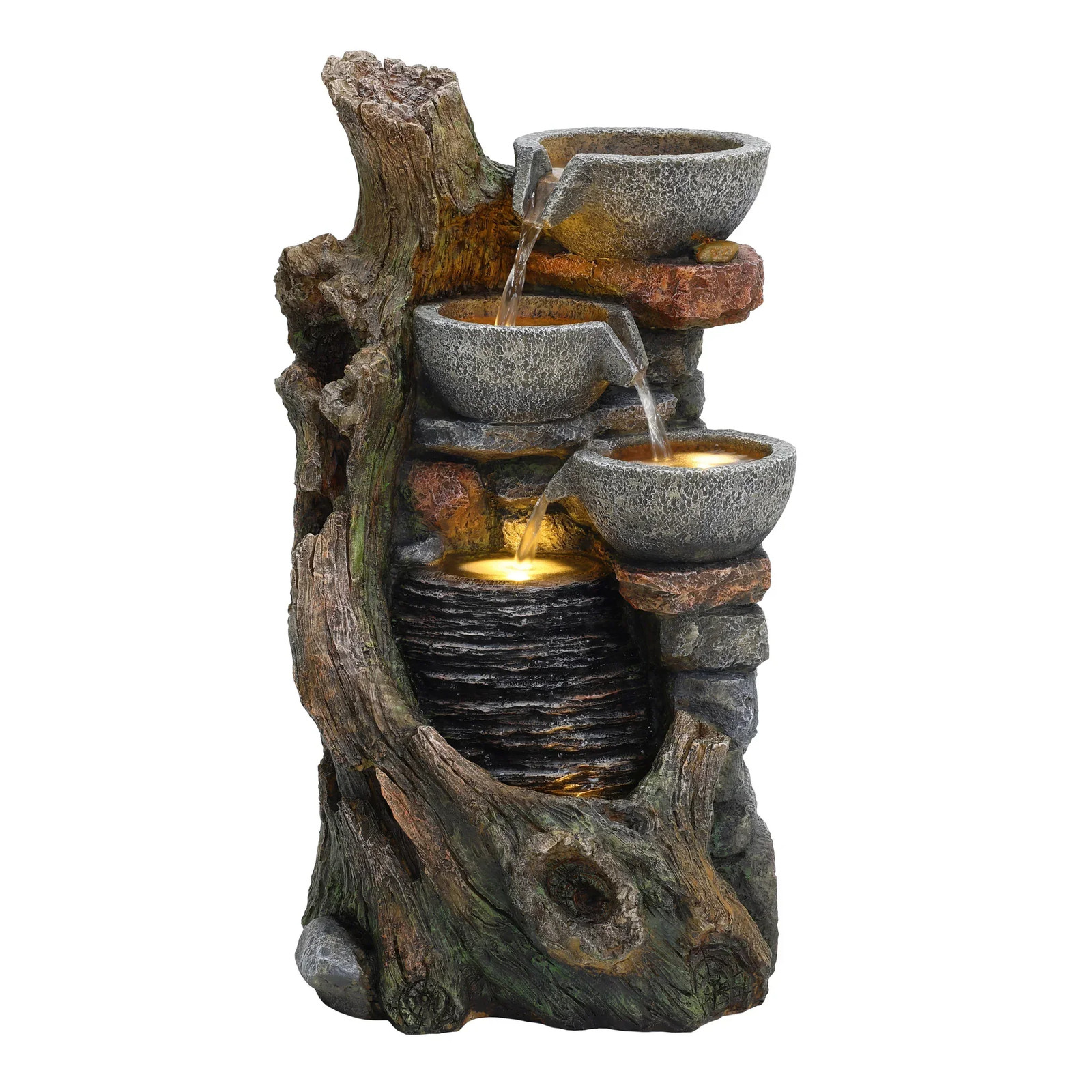 Cascading Outdoor Water Feature Electric Garden Fountain Cement